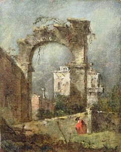 A Capriccio - A Ruined Arch by Francesco Guardi